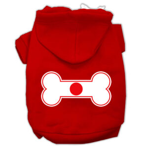 Bone Shaped Japan Flag Screen Print Pet Hoodies Red Size Xl (16)