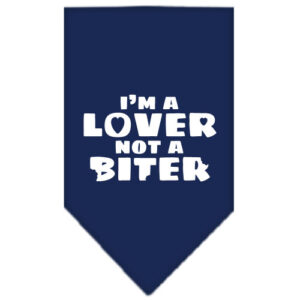 I'm A Lover Not A Biter Screen Print Bandana Navy Blue Large