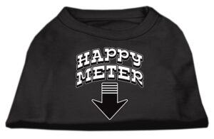 Happy Meter Screen Printed Dog Shirt Black  Sm