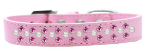 Sprinkles Dog Collar Pearl And Bright Pink Crystals Size 14 Light Pink