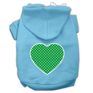 Green Swiss Dot Heart Screen Print Pet Hoodies Baby Blue Size Xxxl (20)
