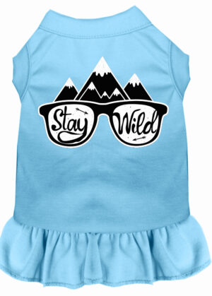 Stay Wild Screen Print Dog Dress Baby Blue Sm (10)