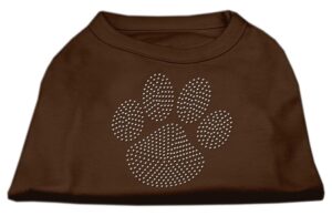 Clear Rhinestone Paw Shirts Brown Xl (16)