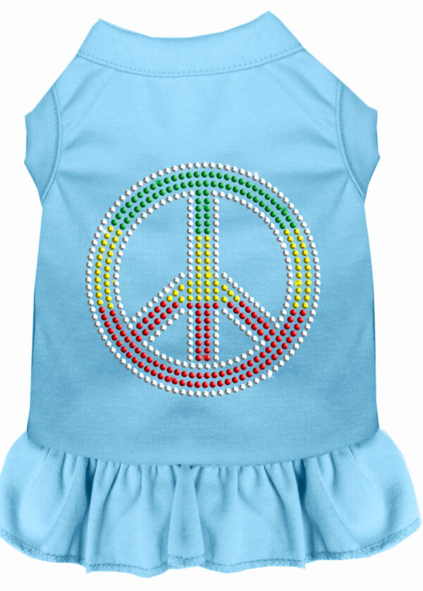 Rhinestone Rasta Peace Dress Baby Blue Xs