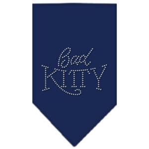 Bad Kitty Rhinestone Bandana Navy Blue Large
