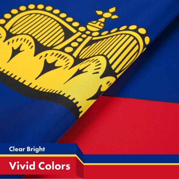G128 5 Pack: Liechtenstein Liechtensteiner Flag | 3x5 Ft | LiteWeave Pro Series Printed 150D Poly | Country Flag, Indoor/Outdoor, Vibrant Colors, Brass Grommets, Thicker and More Durable Than 100D 75D - Image 3