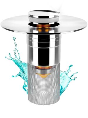 Universal Stainless Steel Bounce Drain Plug Filter (Chrome)   Chrome Bathroom Sink Drain Stopper   Universal Stainless Steel Bounce Drain Plug Filter (Chrome)