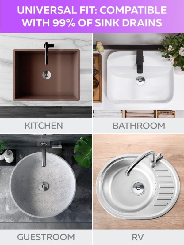 Universal Stainless Steel Bounce Drain Plug Filter (Chrome)   Chrome Bathroom Sink Drain Stopper   Universal Stainless Steel Bounce Drain Plug Filter (Chrome) - Image 3