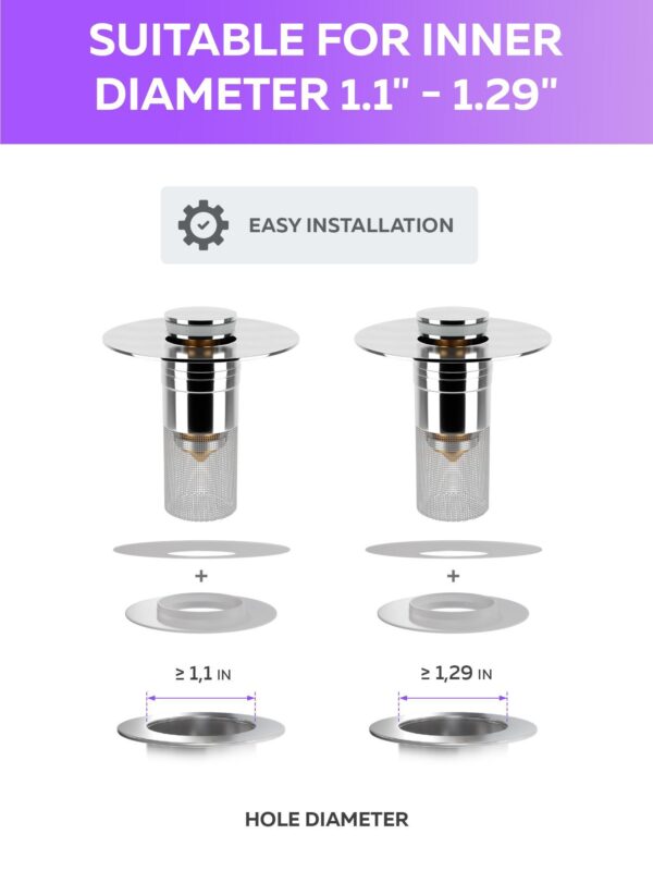 Universal Stainless Steel Bounce Drain Plug Filter (Chrome)   Chrome Bathroom Sink Drain Stopper   Universal Stainless Steel Bounce Drain Plug Filter (Chrome) - Image 4