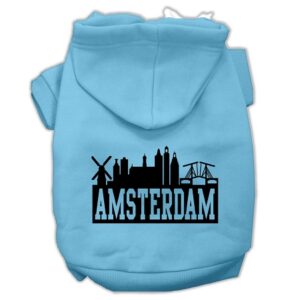 Amsterdam Skyline Screen Print Pet Hoodies Baby Blue Size Xxxl (20)