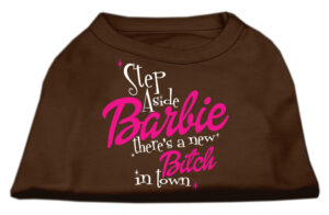 New Bitch In Town Screen Print Dog Shirt Brown Xs (8)