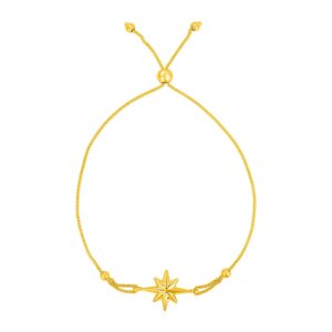 14k Yellow Gold Adjustable Bracelet with Polished Star