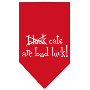Black Cats Are Bad Luck Screen Print Bandana Red Small