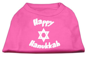 Happy Hanukkah Screen Print Shirt Bright Pink Sm