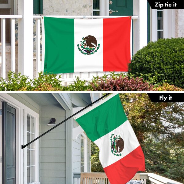 G128 5 Pack: Mexico Mexican Flag | 3x5 Ft | LiteWeave Pro Series Printed 150D Polyester, 4 Corner Brass Grommets | Country Flag, Vibrant Colors, Perfect For Balcony, More Durable Than 100D 75D Poly - Image 8