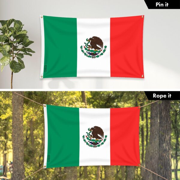 G128 5 Pack: Mexico Mexican Flag | 3x5 Ft | LiteWeave Pro Series Printed 150D Polyester, 4 Corner Brass Grommets | Country Flag, Vibrant Colors, Perfect For Balcony, More Durable Than 100D 75D Poly - Image 9