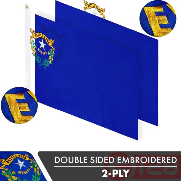 Nevada NV State Flag 3x5 Ft 10-Pack Double-sided Embroidered Polyester By G128 - Image 2