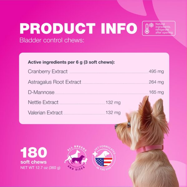 Dog UTI Treatment   Dog Cranberry Supplement for Urinary Tract Bladder & Kidney Health Incontinence Support   Bladder Control Cranberry Chews   Cranberry Supplement for Dog Incontinence - Image 6