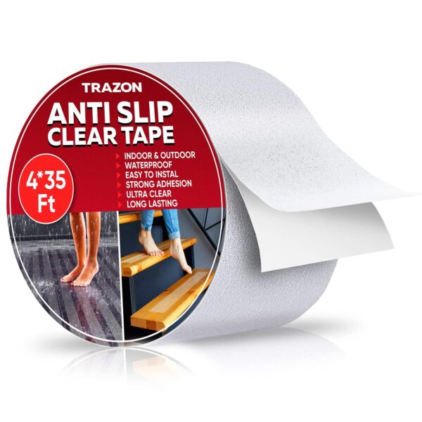 Grip Tape   Heavy Duty Anti Slip Tape Clear Waterproof Outdoor Indoor 4In*35Ft Non Slip Roll Stickers Easy to Cut Waterproof Outdoor Indoor for Bathtub Shover Floor Pool Stairs Safety Non Skid