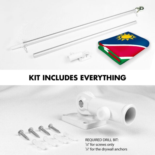 G128 Combo Pack: 6 Ft Tangle Free Aluminum Spinning Flagpole (Silver) & Namibia Namibian Flag 3x5 Ft, LiteWeave Pro Series Printed 150D Polyester | Pole with Flag Included - Image 2