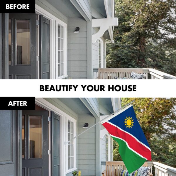 G128 Combo Pack: 6 Ft Tangle Free Aluminum Spinning Flagpole (Silver) & Namibia Namibian Flag 3x5 Ft, LiteWeave Pro Series Printed 150D Polyester | Pole with Flag Included - Image 3