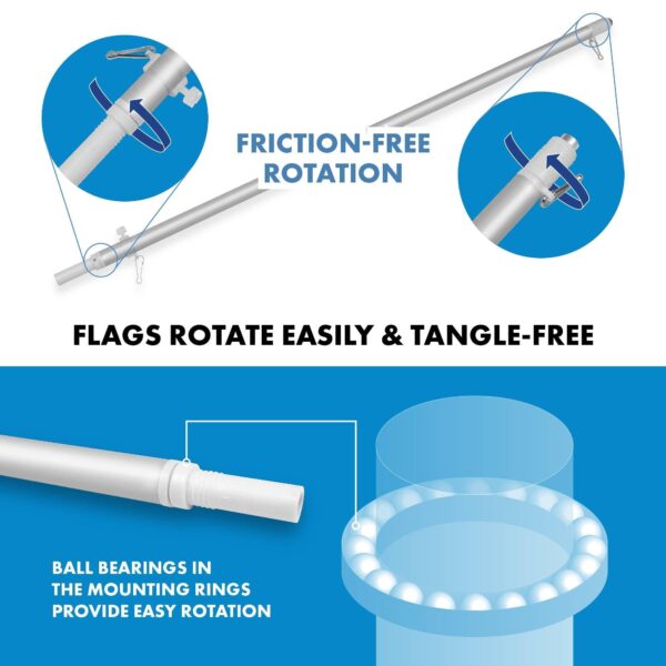 G128 Combo Pack: 6 Ft Tangle Free Aluminum Spinning Flagpole (Silver) & Namibia Namibian Flag 3x5 Ft, LiteWeave Pro Series Printed 150D Polyester | Pole with Flag Included - Image 9