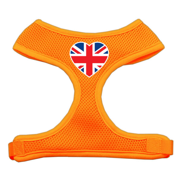 Heart Flag Uk Screen Print Soft Mesh Pet Harness Orange Small