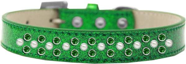 Sprinkles Ice Cream Dog Collar Pearl And Emerald Green Crystals Size 16 Emerald Green