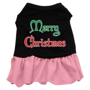 Merry Christmas Screen Print Dress Black With Pink Xxxl (20)
