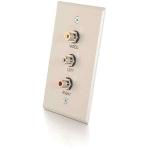 C2G Single Gang Composite Video + Stereo Audio Wall Plate - Brushed Aluminum