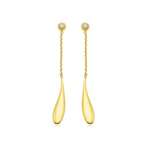 14k Yellow Gold Teardrop Earrings with Diamonds