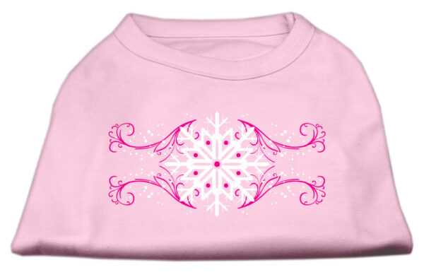 Pink Snowflake Swirls Screenprint Shirts Light Pink L