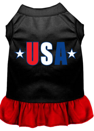 Usa Star Screen Print Dress Black With Red Xxxl (20)