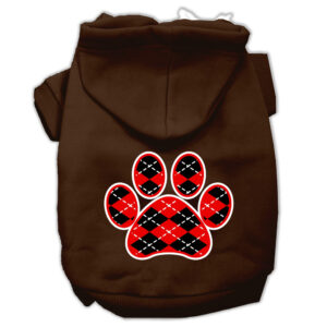 Argyle Paw Red Screen Print Pet Hoodies Brown Size Xxxl (20)