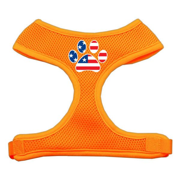 Paw Flag Usa Screen Print Soft Mesh Pet Harness Orange Extra Large