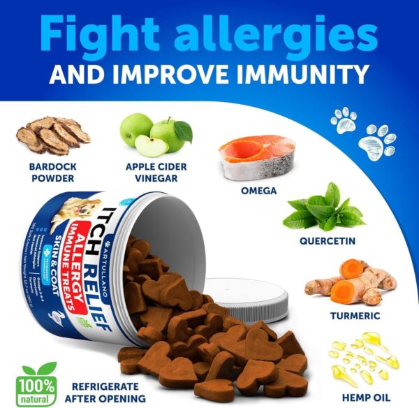Dog Allergy Relief Chews   Itching Skin Relief for Dogs   Fish Oil   Omega 3   Seasonal Allergies Pills   Skin & Coat Anti ItchHot Spots Treatment   Canine Immune Health Supplement   180 Soft Treats - Image 4