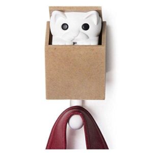 Qualy KittaBoo Peeping Cat Wall Hook Coathook Hanger Black Brown