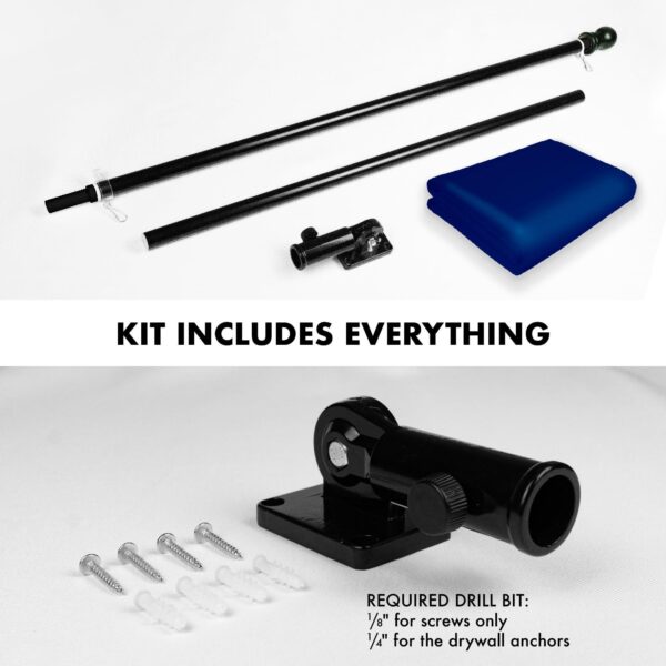G128 Combo Pack: 6 Feet Tangle Free Spinning Flagpole (Black) Solid Blue Flag 3x5 ft Printed 150D Brass Grommets (Flag Included) Aluminum Flag Pole - Image 2