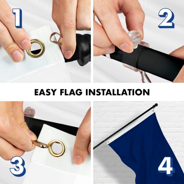 G128 Combo Pack: 6 Feet Tangle Free Spinning Flagpole (Black) Solid Blue Flag 3x5 ft Printed 150D Brass Grommets (Flag Included) Aluminum Flag Pole - Image 7