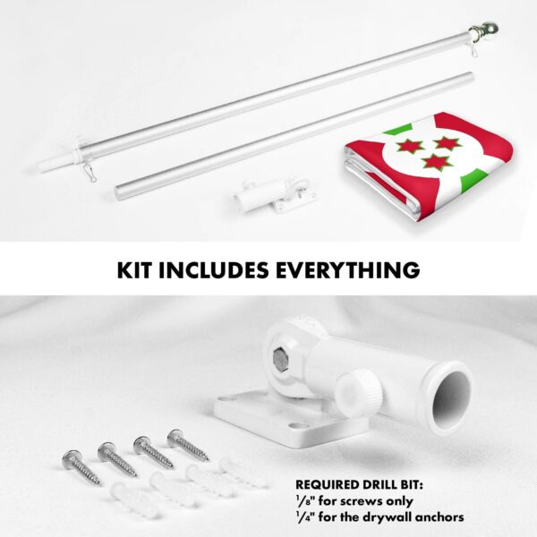 G128 Combo Pack: 6 Ft Tangle Free Aluminum Spinning Flagpole (Silver) & Burundi Umurundi Flag 3x5 Ft, LiteWeave Pro Series Printed 150D Polyester | Pole with Flag Included - Image 2