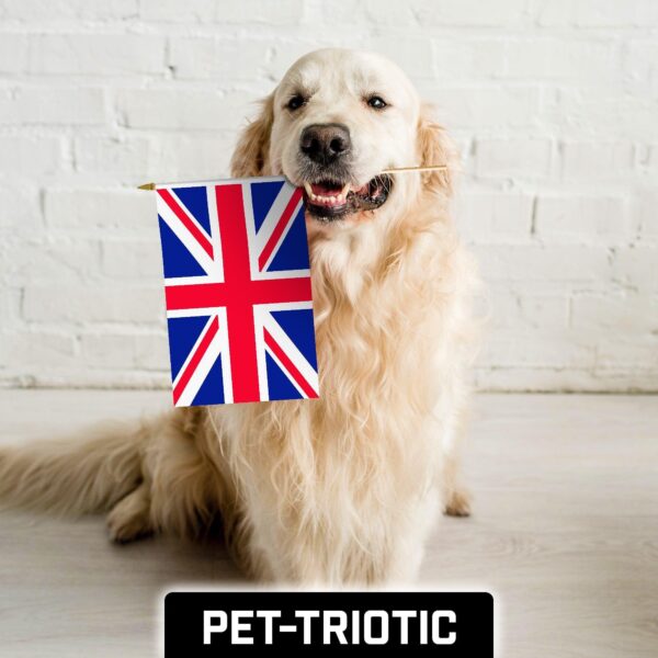 G128 50 Pack Handheld United Kingdom UK Stick Flags | 12x18 In | Printed 150D Polyester, Country Flag, Solid Wooden Stick, Spear Gold Tip - Image 7