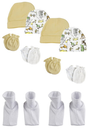 Baby Boy, Baby Girl, Unisex Infant Caps, Booties And Mittens (pack Of 10) Nc_0308