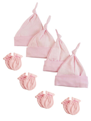 Girls Knotted Caps And Mittens - 8 Piece Set Nc_0941