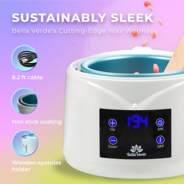 Bella Verde Waxing Kit for Women & Men   Hard Wax Kit for Hair Removal   Wax Warmer for Face Legs Eyebrows Body Bikini   Home Melter Wax Pot Machine   Hard Wax Beads Kit Painless All Hair Types - Image 2