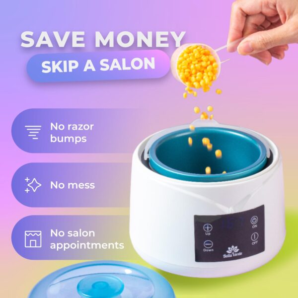 Bella Verde Waxing Kit for Women & Men   Hard Wax Kit for Hair Removal   Wax Warmer for Face Legs Eyebrows Body Bikini   Home Melter Wax Pot Machine   Hard Wax Beads Kit Painless All Hair Types - Image 3