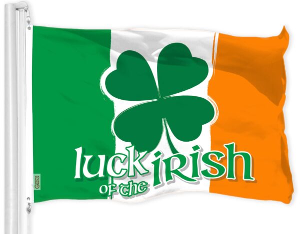 G128 Combo Pack: American USA Flag 3x5 Ft & Ireland Irish Luck of the Irish Flag 3x5 Ft | Both LiteWeave Pro Series Printed 150D Polyester, Brass Grommets - Image 2