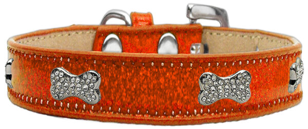 Crystal Bone Dog Collar Orange Ice Cream Size 14