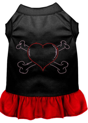 Rhinestone Heart And Crossbones Dress Black With Red Sm