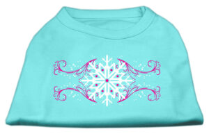 Pink Snowflake Swirls Screenprint Shirts Aqua Xs