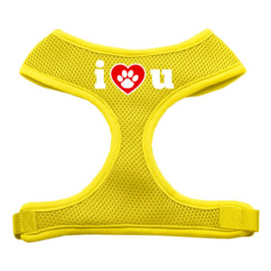 I Love U Soft Mesh Pet Harness Yellow Small